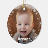 Snowflakes Baby Foto First Christmas Holiday Keramik Ornament (Links)