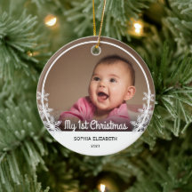 Snowflakes Baby's First Christmas Foto White
