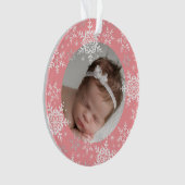 Snowflakes Baby's First Christmas Pink Glitzer Ornament (Vorderseite)