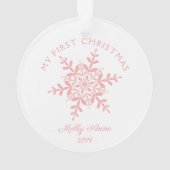 Snowflakes Baby's First Christmas Pink Glitzer Ornament (Rückseite)