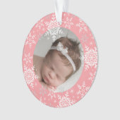 Snowflakes Baby's First Christmas Pink Glitzer Ornament (Vorderseite)