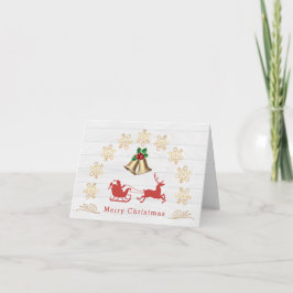 Snowflakes Bells Holly Santa Reindea Weihnachten Karte