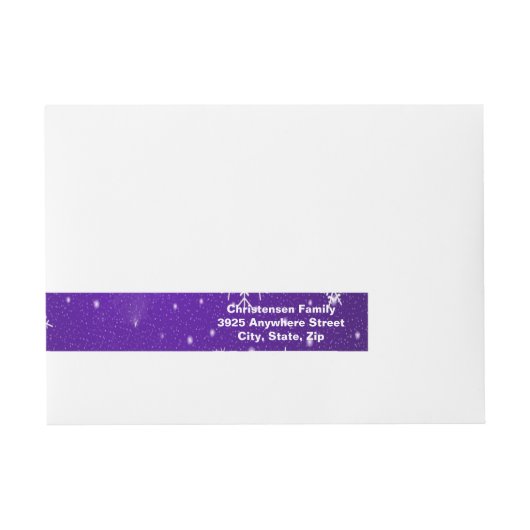 Snowflakes Blue Background Wrap Address Labels Rundum-Adressaufkleber (Vorderseite)