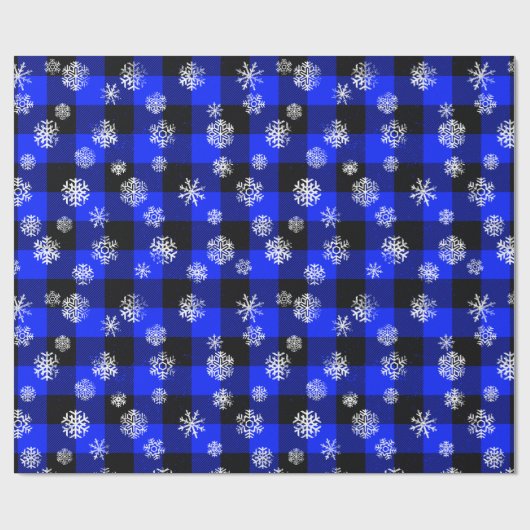 Snowflakes Blue Buffalo Kariert l Christmas Patter Geschenkpapier (Flach)