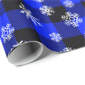 Snowflakes Blue Buffalo Kariert l Christmas Patter Geschenkpapier (Rolleneckpunkt)