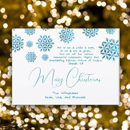 Snowflakes Blue Christian Christmas Scripture Card Einladung