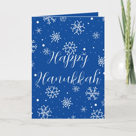 Snowflakes Blue Happy Hanukkah Karte (Vorderseite)