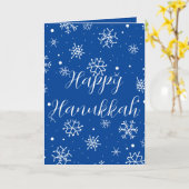 Snowflakes Blue Happy Hanukkah Karte (Gelbe Blume)