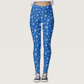 Snowflakes Blue Navy Blue Royal Blue Elegante Chic Leggings (Vorderseite)