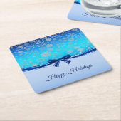 Snowflakes Blue Ribbon Holiday Paper Untersetzer (angewinkelt)