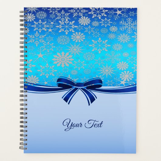 Snowflakes Blue Ribbon Holiday Planer (Vorderseite)