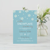 Snowflakes Blue Silver Gray BABY SHOWER | JUNGEN Einladung (Stehend Vorderseite)