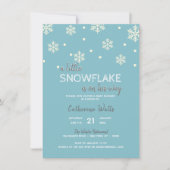 Snowflakes Blue Silver Gray BABY SHOWER | JUNGEN Einladung (Vorderseite)