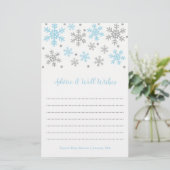 Snowflakes Blue & Silver Winter Baby Duschberatung (Stehend Vorderseite)