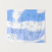Snowflakes Blue White Sky Tapestory Wandteppich (Vorderseite (Horizontal))