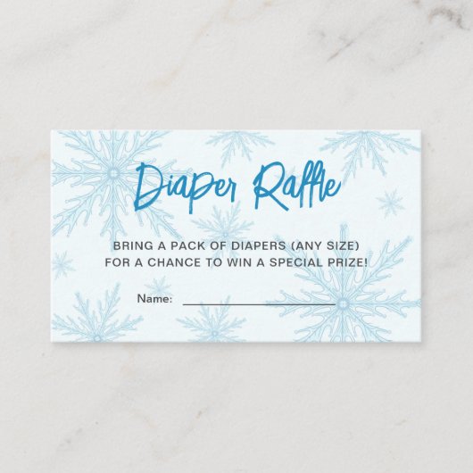 Snowflakes Boy Baby Shower Diaper Raffle Ticket Begleitkarte (Vorderseite)