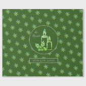Snowflakes Candles Holly Green Geschenkpapier (Flach)