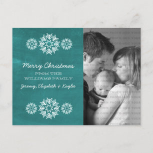 Snowflakes Chalkboard Foto Postkarte, Aquamarin Feiertagspostkarte