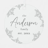 Snowflakes Custom Family Name Skript Weihnachten Ornament Aus Metall (Vorderseite)