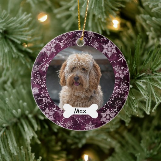 Snowflakes Custom Pet Puppy Foto Keramik Ornament (Baum)