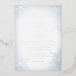 Snowflakes Dusty Blue Wedding Silver Folieneinladung