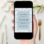 Snowflakes dusty blue winter wedding save the date