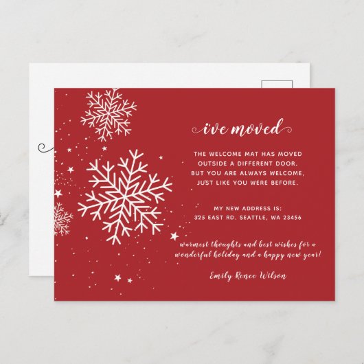 Snowflakes Flurries Holiday Motion Ankündigung P Postkarte (Vorne/Hinten)