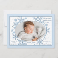 Snowflakes Foto Frame Blue Birth Ankündigung