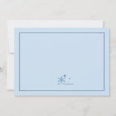 Snowflakes Foto Frame Blue Birth Ankündigung (Rückseite)