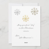 Snowflakes Foto Gold Silber Script Weihnachten (Rückseite)
