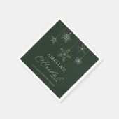 Snowflakes Glitter Green Winter Bridal Shower  Serviette (Ecke)