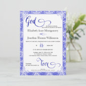 Snowflakes God is Liebe Christlich Wedding Card Einladung (Stehend Vorderseite)