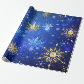 Snowflakes Gold Blue Xmas Weihnachtsgeschenk Geschenkpapier (Ungerollt)