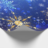 Snowflakes Gold Blue Xmas Weihnachtsgeschenk Geschenkpapier (Ecke)