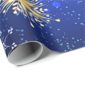 Snowflakes Gold Blue Xmas Weihnachtsgeschenk Geschenkpapier (Rolleneckpunkt)