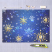 Snowflakes Gold Blue Xmas Weihnachtsgeschenk  Seidenpapier (Handwerk)
