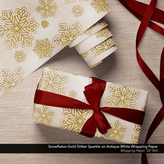 Snowflakes Gold Glitzer Sparkon Geschenkpapier