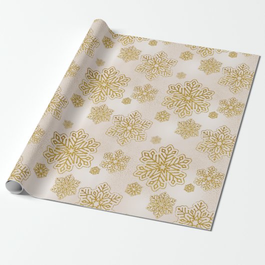 Snowflakes Gold Glitzer Sparkon Geschenkpapier (Ungerollt)