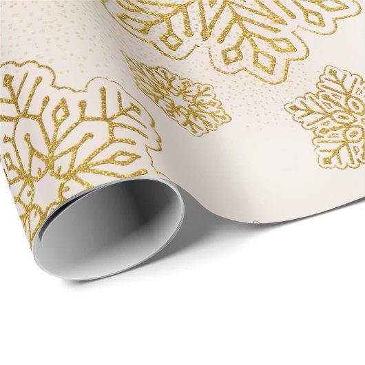 Snowflakes Gold Glitzer Sparkon Geschenkpapier (Rolleneckpunkt)