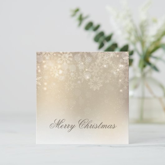 Snowflakes Gold Personalisierter Urlaub | Einladun Einladung (Stehend Vorderseite)