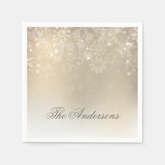 Snowflakes Gold Personalisierter Urlaub | Serviett Serviette (Vorderseite)