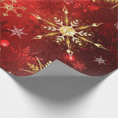 Snowflakes Gold Red Xmas Weihnachtsgeschenk Geschenkpapier (Ecke)