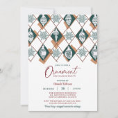 Snowflakes Green Ornament Christmas Exchange Party Einladung (Vorderseite)