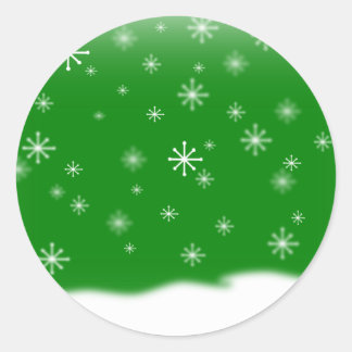 SNOWFLAKES GREEN RUNDER AUFKLEBER