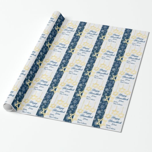 Snowflakes Happy Hanukkah Wrapping Paper Geschenkpapier (Ungerollt)