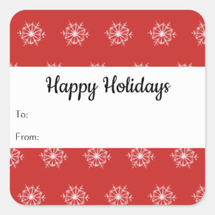 Snowflakes Happy Holiday Aufkleber Tags Anpassbar