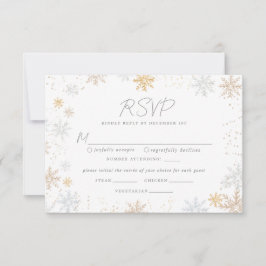 Snowflakes Hochzeitkarte RSVP mit Essensauswahl