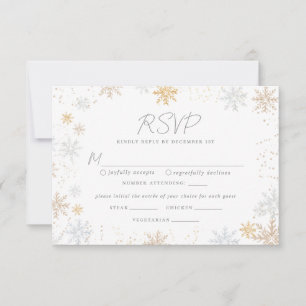 Snowflakes Hochzeitkarte RSVP mit Essensauswahl