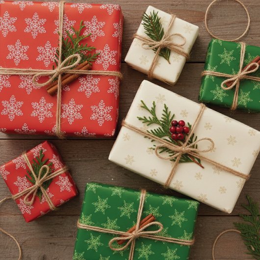 Snowflakes Homespun Muster Weihnachten Geschenkpapier Set