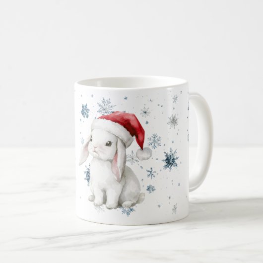 Snowflakes Let it snow Bunny Christmas Hat Kaffeetasse (VorderseiteRechts)